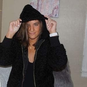 Faux Fur Gold Zip Hooded Jacket